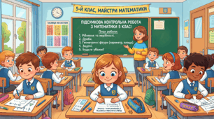 Підсумкова річна (семестрова) робота з математики 5 клас за групами результатів. 1 варіант