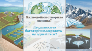 Які водойми створила людина? Льодовики та багаторічна мерзлота – це одне й те ж?