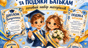 Випускний 4 клас: Дипломи, медалі та подяки батькам, вчителям .