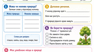 🌿 Робочий аркуш з ЯДС для 1 класуТема: “Яка природа рідного краю”
