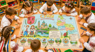 Велика мегарозмальовка «Суми» із серії «Вільна Україна очима дітей» (міста України)