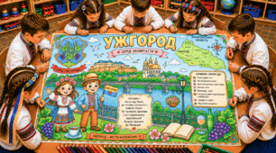 Велика мегарозмальовка «Ужгород» із серії «Вільна Україна очима дітей» (міста України)