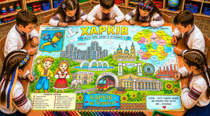 Велика мегарозмальовка «Харків» із серії «Вільна Україна очима дітей» (міста України)