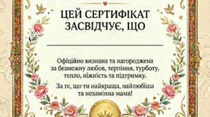 Сертифікат найкращій мамі