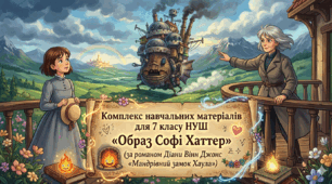 Комплекс навчальних матеріалів для 7 класу НУШ «Образ Софі Хаттер»(за романом Діани Вінн Джонс «Мандрівний замок Хаула»)+ презентація "Образ Софі Хаттер"