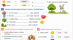 Робочий аркуш “Прикметник" 2 клас (2 варіанти)