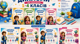 Дипломи про закінчення 1, 2, 3 та 4 класів: Яскравий набір для хлопчиків та дівчаток (НУШ, БЕЗКОШТОВНО)