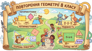Повторення. Коротко про все з геометрії 8 класу.