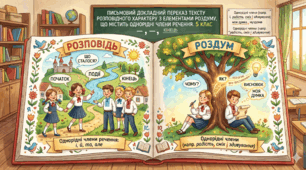 Презентація + конспект уроку розвитку мовлення у 5 класі "Письмовий докладний переказ тексту розповідного характеру, що містить однорідні члени речення"