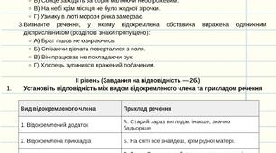 Підсумкова роботу з української мови в 8 класі з теми "Речення з відокремленими членами"