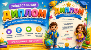 Універсальний диплом про завершення навчального року - яскравий фінальний акорд для ваших учнів! ✨