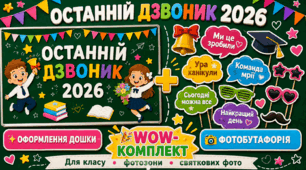 🎉 Останній дзвоник 2026: ВАУ-оформлення дошки + фотобутафорія | НУШ 1–8 класи
