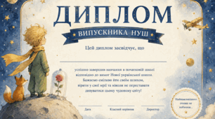 диплом НУШ в стилі "Маленький принц" для учня та учениці