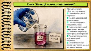 Реакції основ з кислотами. Хімія. 9 клас. НУШ (2026). До підручника Попель П., Крикля Л.