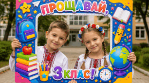 Фоторамка «Прощавай 3 клас!» до Останнього дзвоника 🌈📚