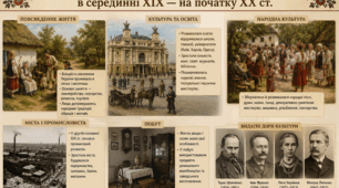 Узагальнення. Тематичний контроль з  Розділу 7. Повсякденне життя та культура України в серединні XIX — на початку XX ст.