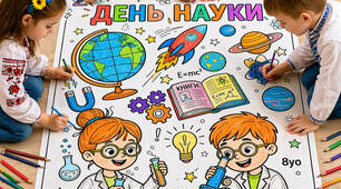 🧪 Гігантська розмальовка “День науки” Яскрава спільна творчість для дітей садочка та школи!