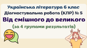 Діагностувальна робота (комплексна підсумкова робота / КПР) з теми "Від смішного до великого". Українська література 6 клас. 4 групи результатів