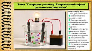 Утворення розчину. Енергетичний ефект розчинення речовини. Хімія. 9 клас. НУШ (2026). До підручника Попель П., Крикля Л.