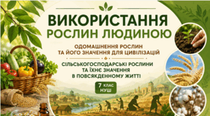 Матеріали до уроку. 🌾🌍🌿 Використання рослин людиною. Одомашнення рослин та його значення для цивілізацій. Сільськогосподарські рослини та їхнє значення в повсякденному житті. 7 кл НУШ Відеподкаст, презентація, інфографіка