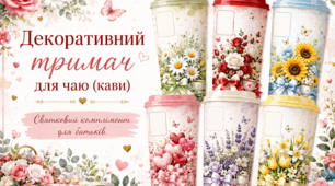 Святковий комплімент для батьків». Декоративний стаканчик для чаю(кави) на батьківські збори, дитячі свята.