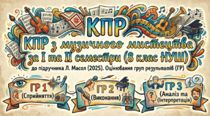 КПР з образотворчого мистецтва за I та II семестри (8 клас НУШ)до підручника Л. Масол (2025)
