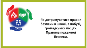 Урок на тему Як дотримуватися правил безпеки в школі, в побуті, громадських місцях. Правила безпечної поведінки вдома.  Правила пожежної безпеки