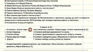 Контрольна робота з української літератури в 9 класі "«П. Куліш «Чорна рада», Марко Вовчок «Інститутка»"