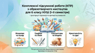 Комплексні підсумкові роботи (КПР) з образотворчого мистецтва для 6 класу НУШ (І–ІІ семестри)+ розгорнуті відповіді та критерії оцінювання