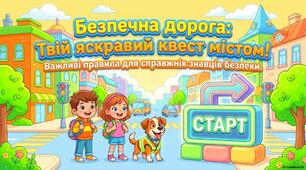 Презентація "Безпечна дорога. Твій яскравий квест містом" + конспект (для проведення єдиного уроку з безпеки руху)