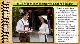 Населення та політична карта Євразії. Географія. 7 клас. До підручника Кобернік С. та ін.