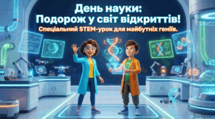 5-9 клас Підсумковий урок STEM до Дня науки 16 травня Презентація "Подорож у світ відкриттів" Винаходи, науковці, зв'язок зі STEM, простий дослід та цікаві інтерактиви + Шаблон подяки за участь у заході