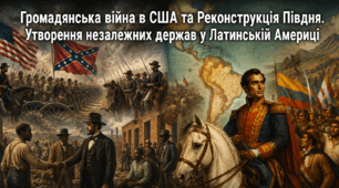 Громадянська війна в США та Реконструкція Півдня. Утворення незалежних держав у Латинській Америці