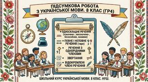 Комплексна підсумкова робота з української мови у 8 класі (ГР4). Односкладні, неповні речення та речення з ускладненнями