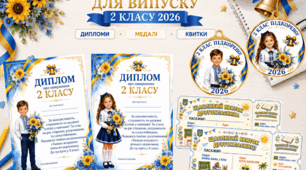 Набір для останнього дзвоника у 2 класі 2026: дипломи, медалі та щасливі квитки.
