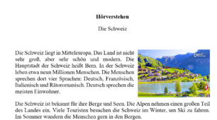 Контроль аудіювання з німецької мови "Die Schweiz" 9 клас (5-ий рік навчання) + mp3  аудіо