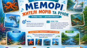 Дидактична гра " Мешканці морів та річок . Меморі" + сортування на річкових та морських жителів