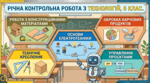 РІЧНА КОНТРОЛЬНА РОБОТА З ТЕХНОЛОГІЙ, 6 КЛАС.