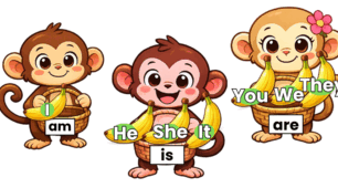 Am Is Are for kids. Verb to be 🐵🍌