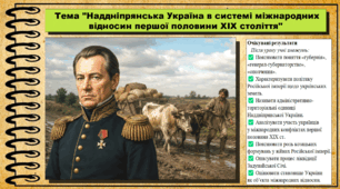 Наддніпрянська Україна в системі міжнародних відносин першої половини XIX століття. Історія України. 9 клас. НУШ (2026). До підручника Хлібовська Г. та ін.