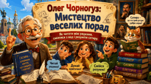 Тема уроку: Олег Чорногуз. «Книга веселих порад». Мистецтво іронії, сатири та гумору. Фейлетон як жанр. Викриття людських вад через сміх.