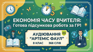 Економія часу вчителя: Готова підсумкова робота за ГР1 . Аудіювання «Артеміс Фаул» (8 клас, 368 слів, НУШ)