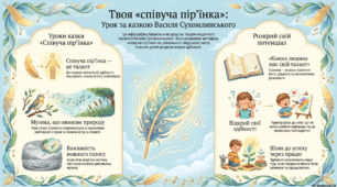 Урок літературного читання, 3 клас, "Розпізнавай і розвивай свої здібності. В. Сухомлинський  «Співуча пір’їнка»