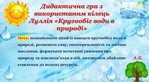 Дидактична гра з використаннм кілець Луллія «Кругообіг води в природі»