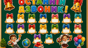 Останній дзвоник 2026. Оформлення дошки для 1, 2, 3, 4, 5 класу