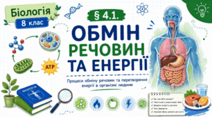 Обмін речовин та енергії. Презентація, робочий аркуш