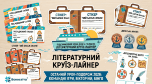 Презентація + конспект до останнього  уроку-подорожі (5,6,7 кл.): «Літературний круїз: Чемодан, вокзал, канікули!»