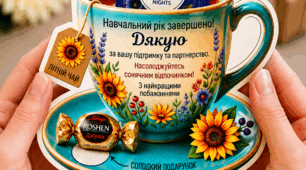 Подарункові листівки «Чашка подяки» для батьків (10 варіантів дизайну)