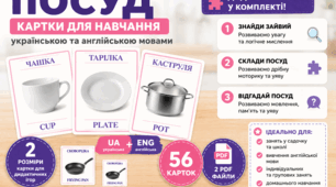 Посуд українською та англійською — картки + ігри PDF