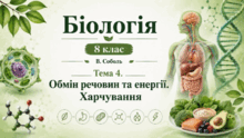 Тема 4. Обмін речовин та енергії. Харчування. Біологія. 8 клас. В.Соболь (2025)